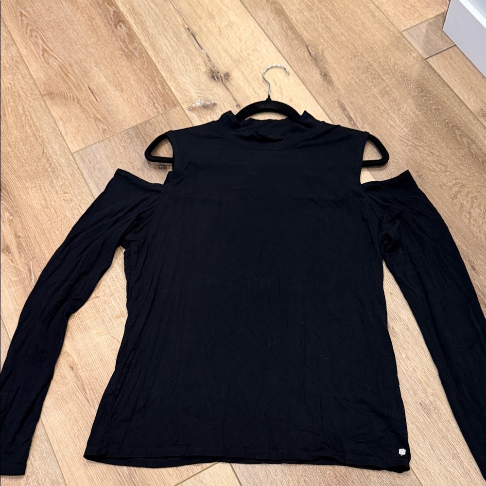 Fabletics Black Cold Shoulder Blouse